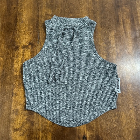 Gymshark Tops - Gymshark Charcoal Knit Crop Tank Top